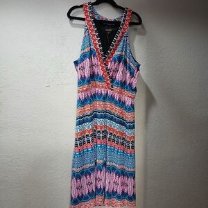 Laundry By Shelli Segal Multicolor Printed Maxi Dress in Blue, Coral & Pink